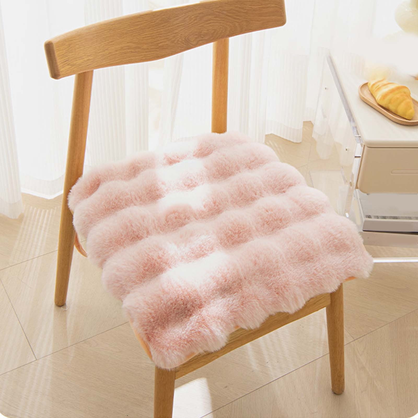 Lochas Faux Fur Sheepskin Seat Cushion Long Wool Soft Fluffy Plush Chair Seat Pads Universal Fit for Home Office Restaurant Chair 1.6ft x 1.6ft Pink Walmart