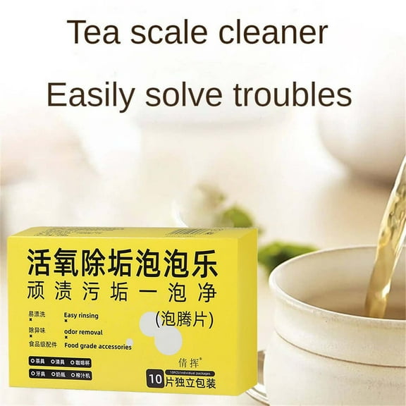 Floleo Tablets Bubble Active Oxygen Descaling Eff_Ervesc_Ent Tablets ,Tea Stain Remover Water Scale Cleaning (10Pcs)