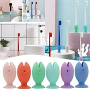 Floleo Toothbrush Covers Caps Silicone Fish Toothbrush Holder, Cute Standing Tooth Brush Cover, Toothbrush Head Travel Protector Cap For Household Travel, Camping, Bathroom, School, Business
