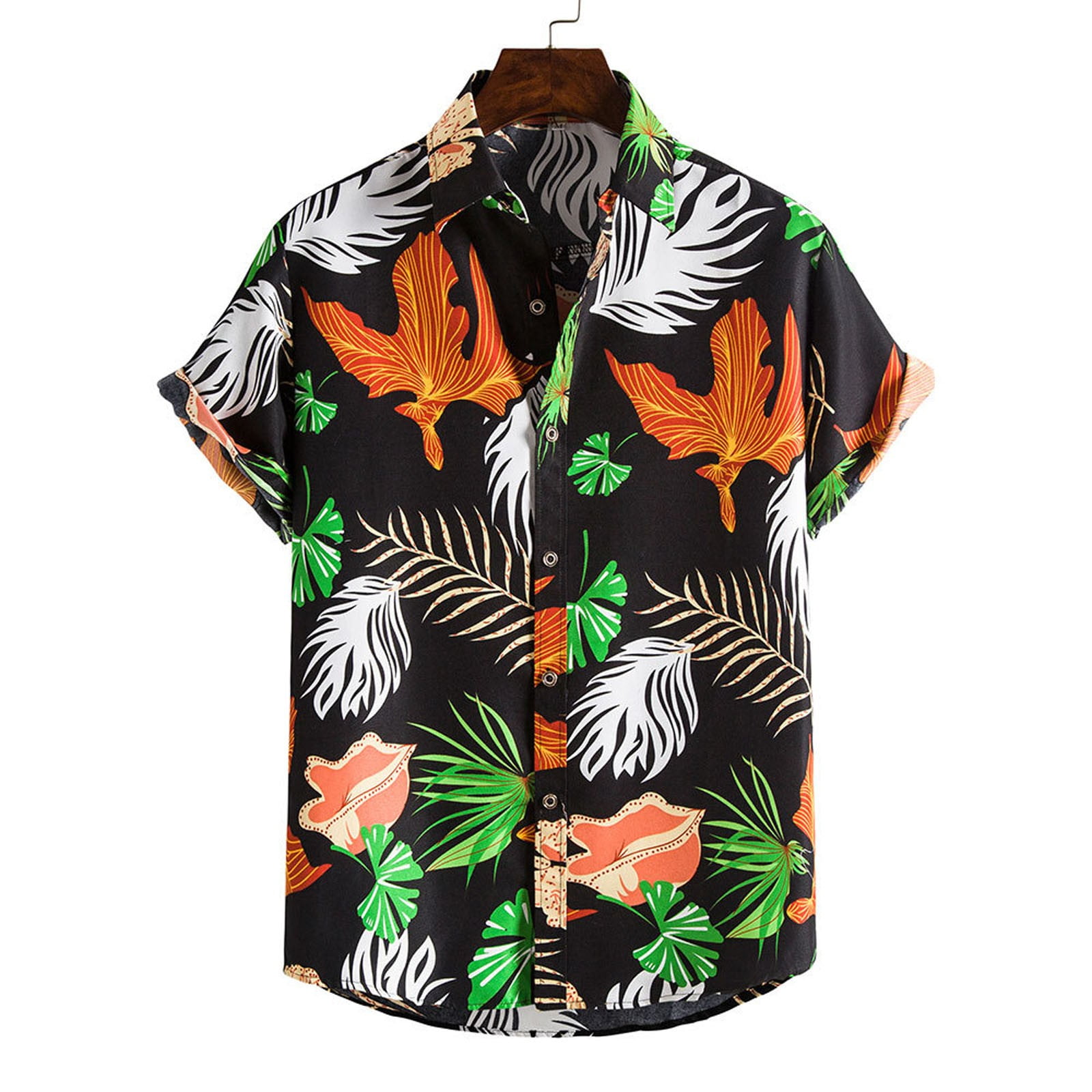 Floleo Tops Clearance Men's Hawaiian Shirt Short Sleeves Printed Button ...