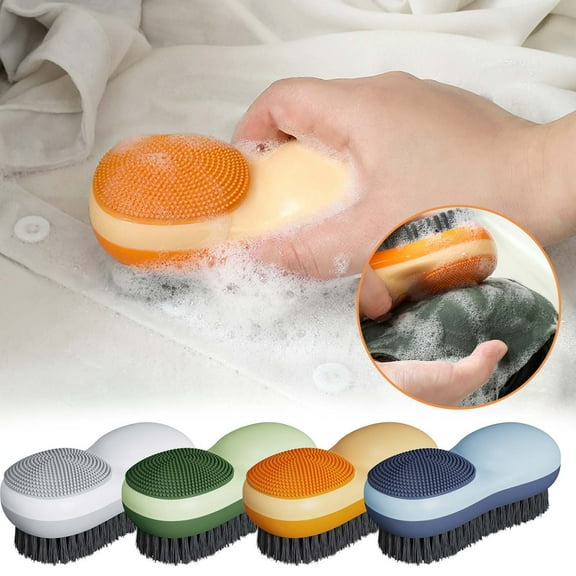 Floleo Two-Sided Laundry Stain Remover Brush, Soft Bristle For Scrubbing Out Tough Stains On Wool Cashmere Delicate Fabrics Knits Cotton Leather, Easy To Grip Hand Washing Clothes Brushes