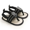 thumbnail image 1 of Floleo Unisex Baby Striped Thong Sandals Infant Soft Non-Slip Sole Shoes Adjustable Ankle Strap Pre-Walkers Summer Casual Newborn Footwear(Black,0-3Months), 1 of 9