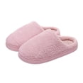 thumbnail image 1 of Floleo Unisex Couple Solid Color Closed Toe Mule Slippers Curly Plush Warm Lined Non Slip Flat Sole Soft Indoor House Slides For Fall Winter Daily Household Rest Outfits(Pink,10), 1 of 9