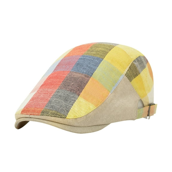 Floleo Unisex Hat French Wool Beret Hat Classic Retro Soft Winter Solid Color Fashion Comfortable Flat Cap Hat(Yellow,Free Size)