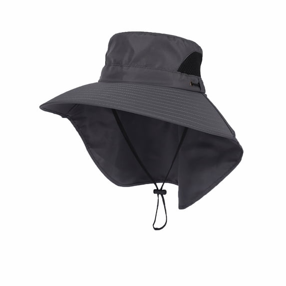 Floleo Unisex Neck Flap Sun Hat Wide Brim Breathable Fishing Bucket Hat Adjustable Uv Protection Outdoor Cap Lightweight Hiking Beach Gardening Hat(Dark Gray,Free Size)