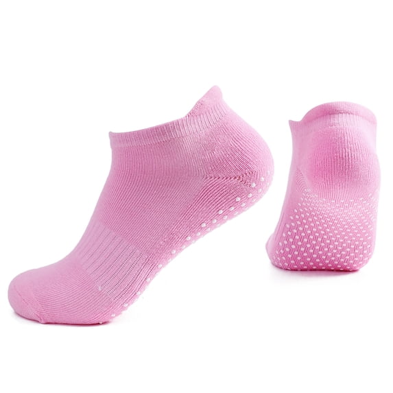 Floleo Unisex Non-Slip Grip Ankle Socks Breathable Knit Low Cut Socks Casual Daily Wear Socks for Yoga Home Comfortable Solid Color Socks for Men Women(Pink,Free Size)