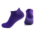 thumbnail image 1 of Floleo Unisex Non-Slip Grip Ankle Socks Breathable Knit Low Cut Socks Casual Daily Wear Socks for Yoga Home Comfortable Solid Color Socks for Men Women(Purple,Free Size), 1 of 2