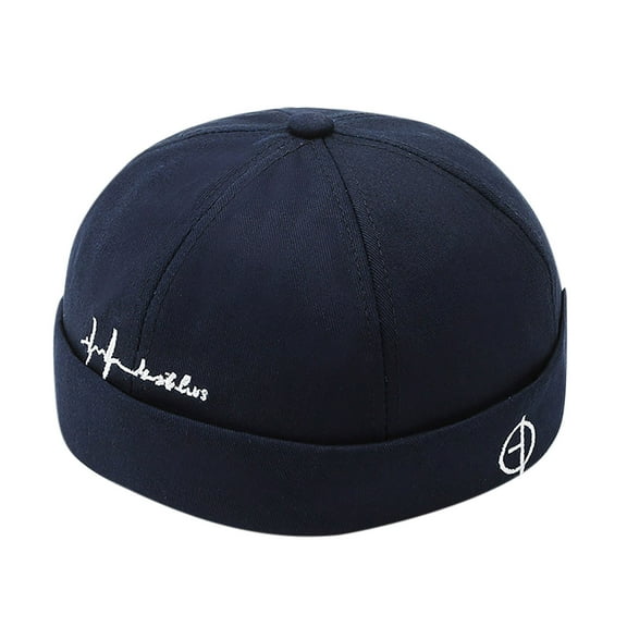 Floleo Unisex Skullcap Hat Fashionable Dome Brimless Hip-hop Street Casual Versatile Baseball Sailor Hat(Navy,Free Size)
