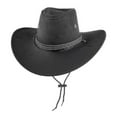 thumbnail image 1 of Floleo Unisex Suede Western Cowboy Hat Wide Brim Drawstring Sun Hat Adjustable Outdoor Uv Protection Cap Lightweight Casual Ranch Rodeo Hat(Black,Free Size), 1 of 2
