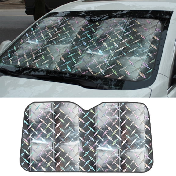 Floleo Universal Car Windshield Sun Shade, Aluminum Foil Heat Reflective Sunshield with Suction Cups, Front Window Sunshade for All Cars
