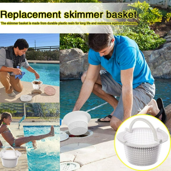 Floleo Universal Replacement Pool Skimmer Basket  Durable Plastic Skimmer with Handle, 4.875" Top Width OEM Fit for In-Ground & Above Ground Swimming Pool Pump Protection
