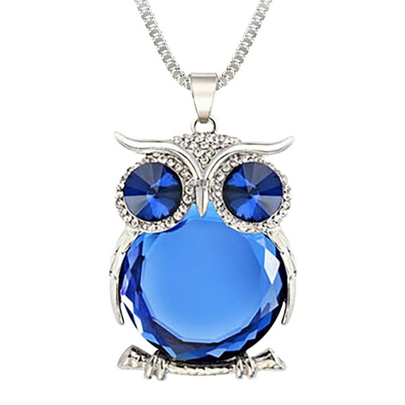 kayannuo Valentines Day Gifts Jewelry Korean Cute Crystal Owl Pendant Necklace Vintage Long Animal Necklaces