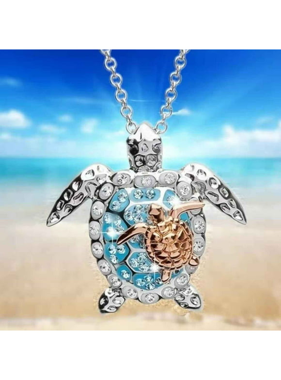 Floleo Valentines Day Gifts Clearance Ladies Necklace Two Tone Turtle Animal Necklace Jewelry Necklace