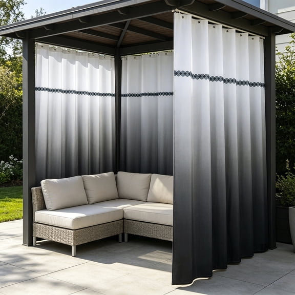 Floleo Waterproof Outdoor Curtain Single Panel 200x120cm, Thickened Privacy Screen for Patio, Porch & Pergola, Sun & Rain Protection with Rustproof Metal Grommets, Gray