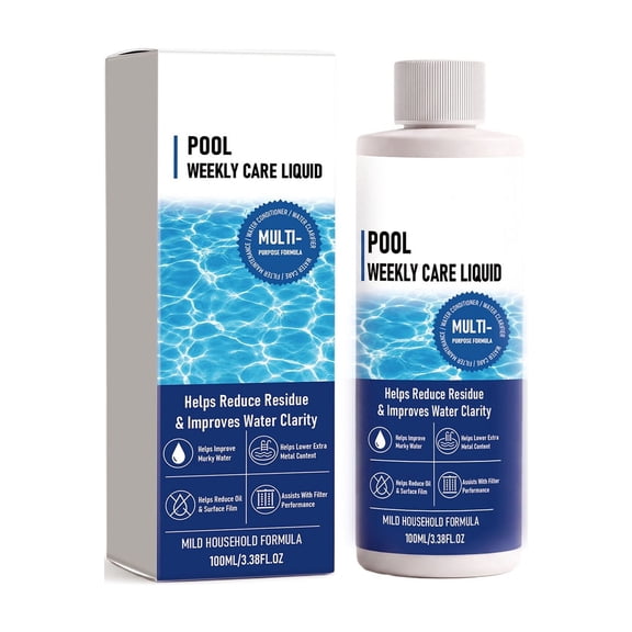 Floleo Weekly Pool Water Clarifier 100ml, Swimming Pool Care Flocculant Pet-Friendly, Stain Prevention for Vinyl Saltwater Above Ground Inground Pools