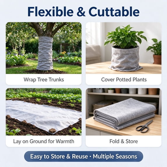 Floleo Winter Plant Frost Protection Fleece Roll Non-Woven Fabric Garden Vegetable Tree Insulation Cover 19.69 x 98.43 in