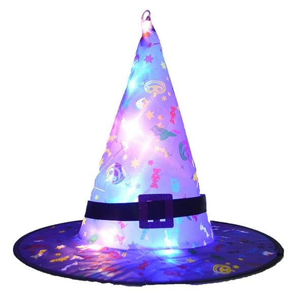 Floleo Witch Hat For Women Halloween Wizard Hat With LED Light Up Party Hats For Adults Halloween Costume Accessories Black of Friday Deals 2024