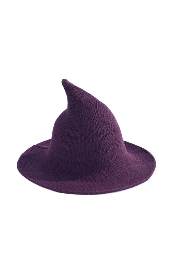 Women Classic Witch Hat Pointed Wizard Style Wool Magical Costume Accessory for Halloween Party Themed Events Trendy Fashion Headwear(Purple,Free Size)
