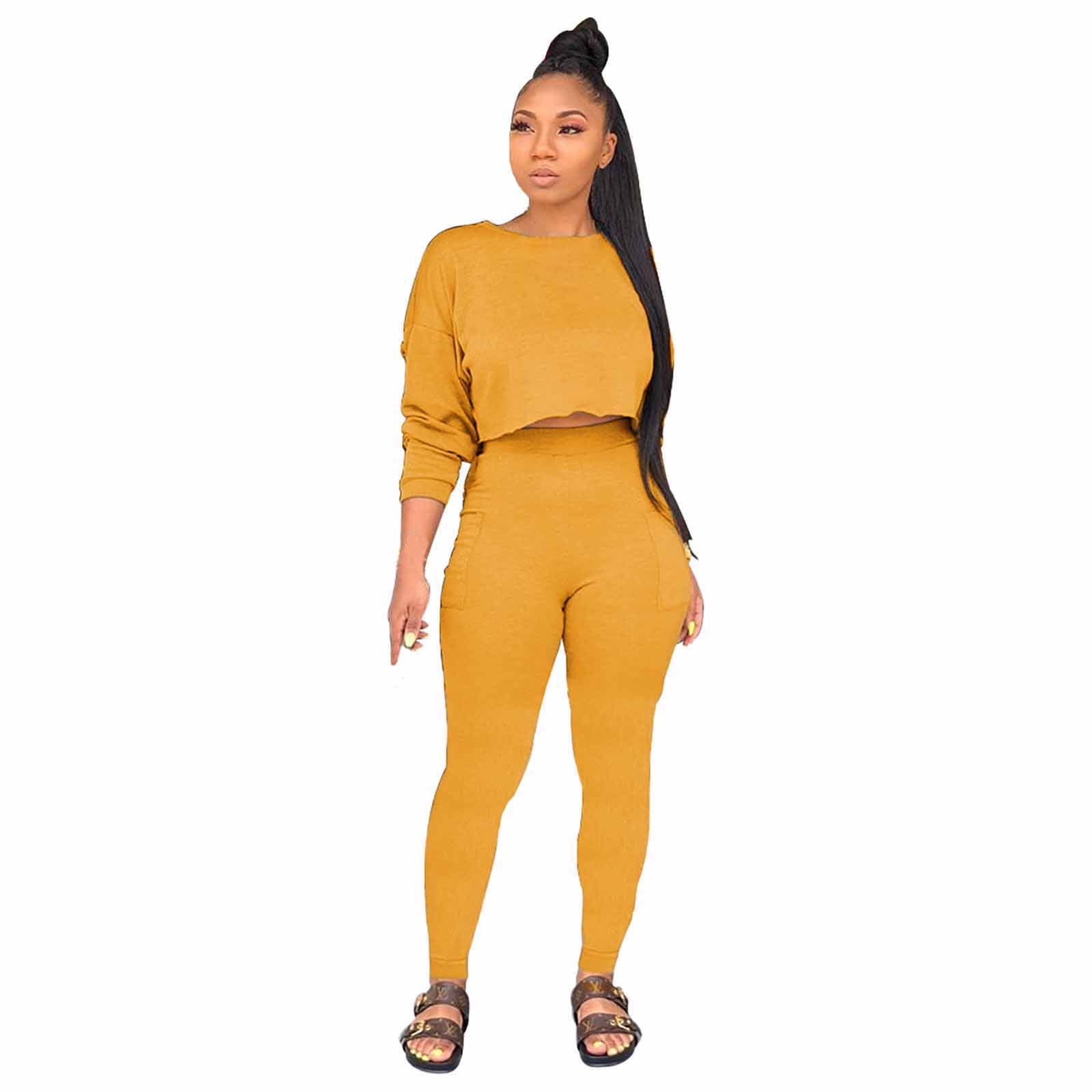 Mustard yellow best sale two piece outfit