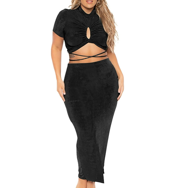 Casual Solid Hollowed Out O Neck Short Sleeve Two Pieces Casual Solid Hollowed Out O Neck Short Sleeve Two Pieces
