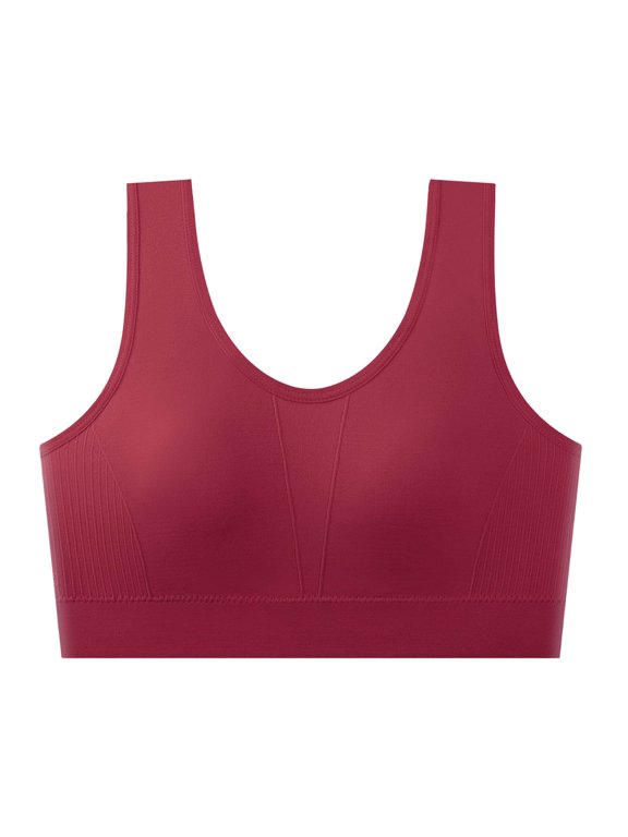 Women U-Neck Sports Bra, Wide Strap Everyday Bralette, Seamless Elastic Support Top, Comfortable All-Day Active Underwear (Red,Free Size)
