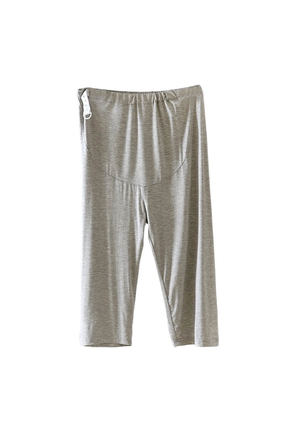 Women's Adjustable Drawstring Elastic High Waist Calf-Length Loose Wide Leg Daily Bottoms, Soft Breathable Viscose Nylon Knit Pants for Everyday Indoor Use and Short Outdoor Errands(Gray,M)