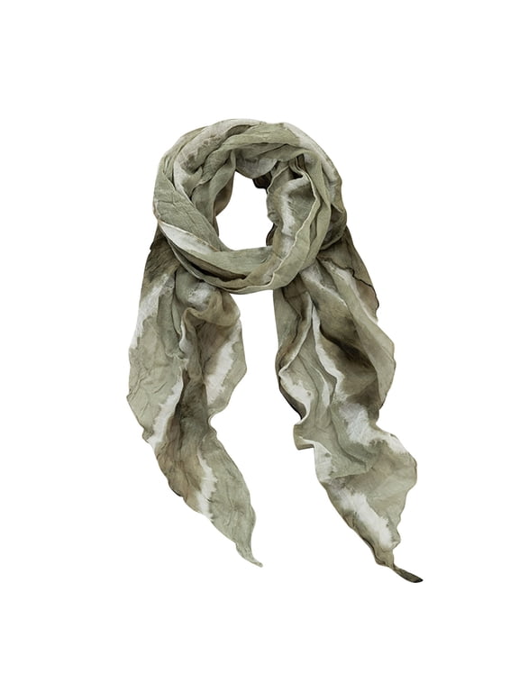 Women's Boho Tie Dye Cotton Linen Scarf Lightweight Crinkled Shawl Wrap Versatile Sheer Neck Cover for Spring Summer Fall Daily Wear