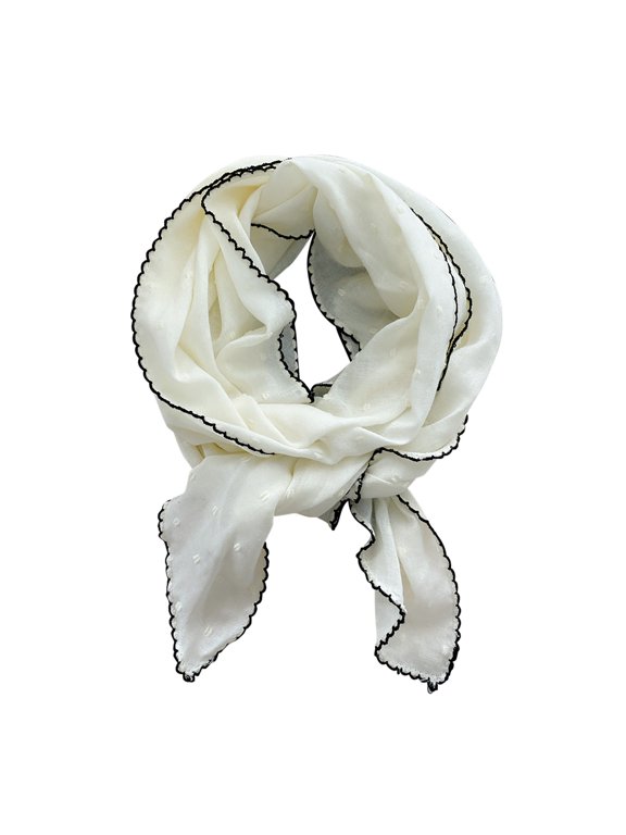 Women's Cotton Linen Triangle Scarf Solid Color Neckerchief with Scalloped Edge Versatile Headband Bag Decor Lightweight Casual Spring Summer Daily Wear Accessory