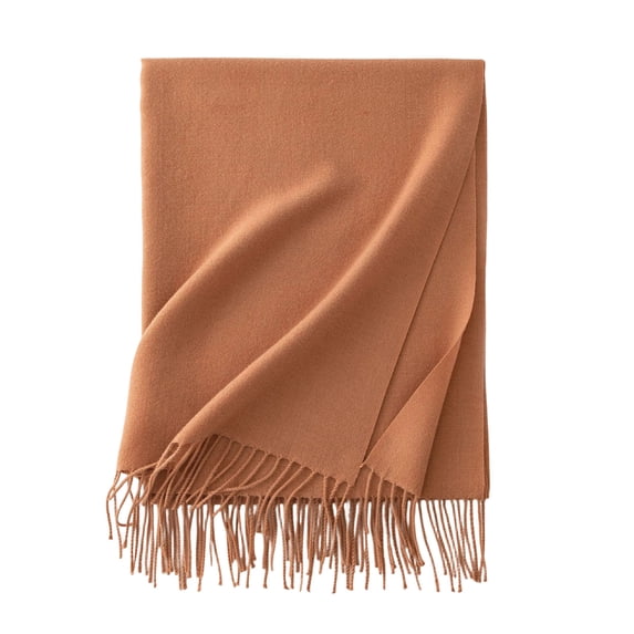 Floleo Women's Cozy Solid Color Scarf Wrap with Fringed Ends Soft Warm Winter Shawl for Casual Office Travel Daily Cold Weather Wear