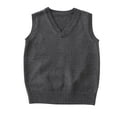 thumbnail image 1 of Floleo Women's Cozy Stylish V-Neck Pullover Sweater Flattering Fall Winter Sleeveless Solid Color Daily Tops for Ladies(Dark Gray,S), 1 of 3