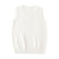 thumbnail image 1 of Floleo Women's Cozy Stylish V-Neck Pullover Sweater Flattering Fall Winter Sleeveless Solid Color Daily Tops for Ladies(White,S), 1 of 3