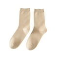 thumbnail image 1 of Floleo Women's Crew Socks Solid Color Everyday Comfortable Soft Fashion Style Casual Wear Athletic Socks for Ladies(Beige,Free Size), 1 of 6