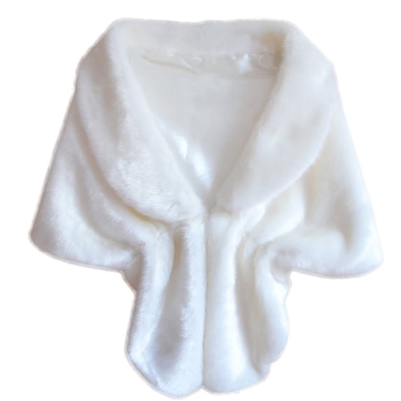 Floleo Women's Elegant Soft Faux Fur Winter Shawl Wrap Plush Bridal Wedding Party Cape Scarf Cozy Warm Evening Dressy Formal Outwear Accessory Gift