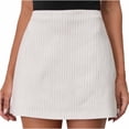 thumbnail image 1 of Floleo Women's High Waist Pinstripe Lined Mini Skort Casual Office A-Line Skirt with Side Slits Stretch Striped Suit Skirt Everyday Work Casual Skort for Women(White,S), 1 of 9