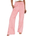 thumbnail image 1 of Floleo Women's High Waisted Straight Leg Wide Leg Striped Pants with Elastic Waist Casual Loose Fit with Pockets Suitable for Work Dating Beach All Season Wear 2026(Red,XL), 1 of 8