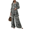 thumbnail image 1 of Floleo Women's Leopard Print Button Down Shirt and Wide Leg Pants Set Long Sleeve Collared Blouse with Side Pockets Casual Two Piece Outfit, 1 of 5
