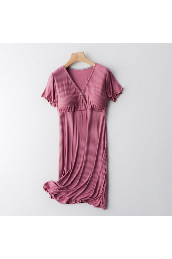 Women's Maternity Nursing Long Nightgown Gown And Robe Full Slip Soft Chemise Maternity Nursing Pajamas Labor Delivery Gown For Breastfeeding Hospital Bathrobe