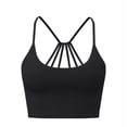 thumbnail image 1 of Floleo Women's Multi-Strap Back Sports Bra, Fixed Padded Cups, Scoop Neck Yoga Workout & Everyday Comfort Bralette (Black,S), 1 of 5