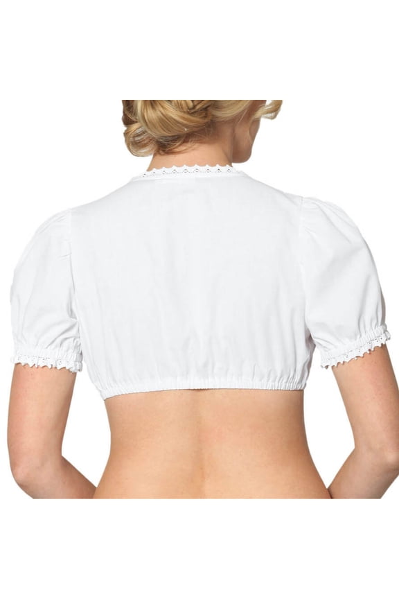 Women's Oktoberfest Lace Trim Puff Sleeve Crop Top White Ruched Bust Blouse Casual Festive Short Sleeve Cropped Shirt Everyday Themed Party Summer Top for Women(White,S,M,L,XL,XXL)