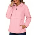 thumbnail image 1 of Floleo Women's Lightweight Hooded Half Zip Jacket Spring Fall Waterproof Outdoor Sports Casual Fashion Raincoat for Ladies(Pink,L), 1 of 8