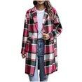 thumbnail image 1 of Floleo Women's Plaid Long Coat Open Front Lapel Collar Casual Winter Warm Outerwear with Pockets Button Down Full Length Jacket, 1 of 9