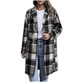 thumbnail image 1 of Floleo Women's Plaid Long Coat Open Front Lapel Collar Casual Winter Warm Outerwear with Pockets Button Down Full Length Jacket, 1 of 9