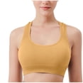 thumbnail image 1 of Floleo Women's Seamless Scoop Neck Racerback Sports Bra, Wide Shoulder Straps, Ribbed Underband, Wireless Polyester Yoga Bralette (Yellow,M), 1 of 4