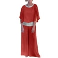 thumbnail image 1 of Floleo Women's Sequin Patchwork Blouson Sleeve Top Wide Leg Pants Set Elegant Casual Two Piece Outfit for Evening Party Summer Vacation Daily Wear, 1 of 8
