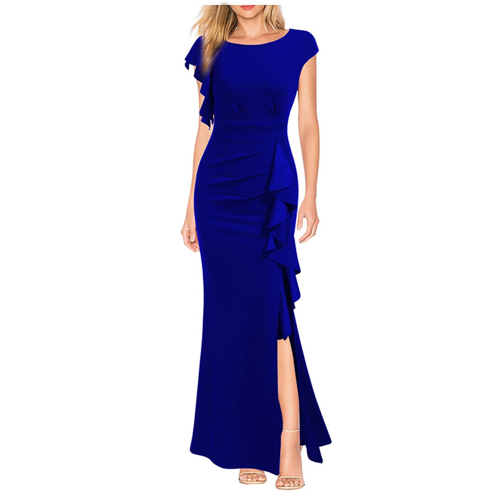 Floleo Women's Sexy Long Wedding Dress Shoulder Cutout Elegant Evening ...
