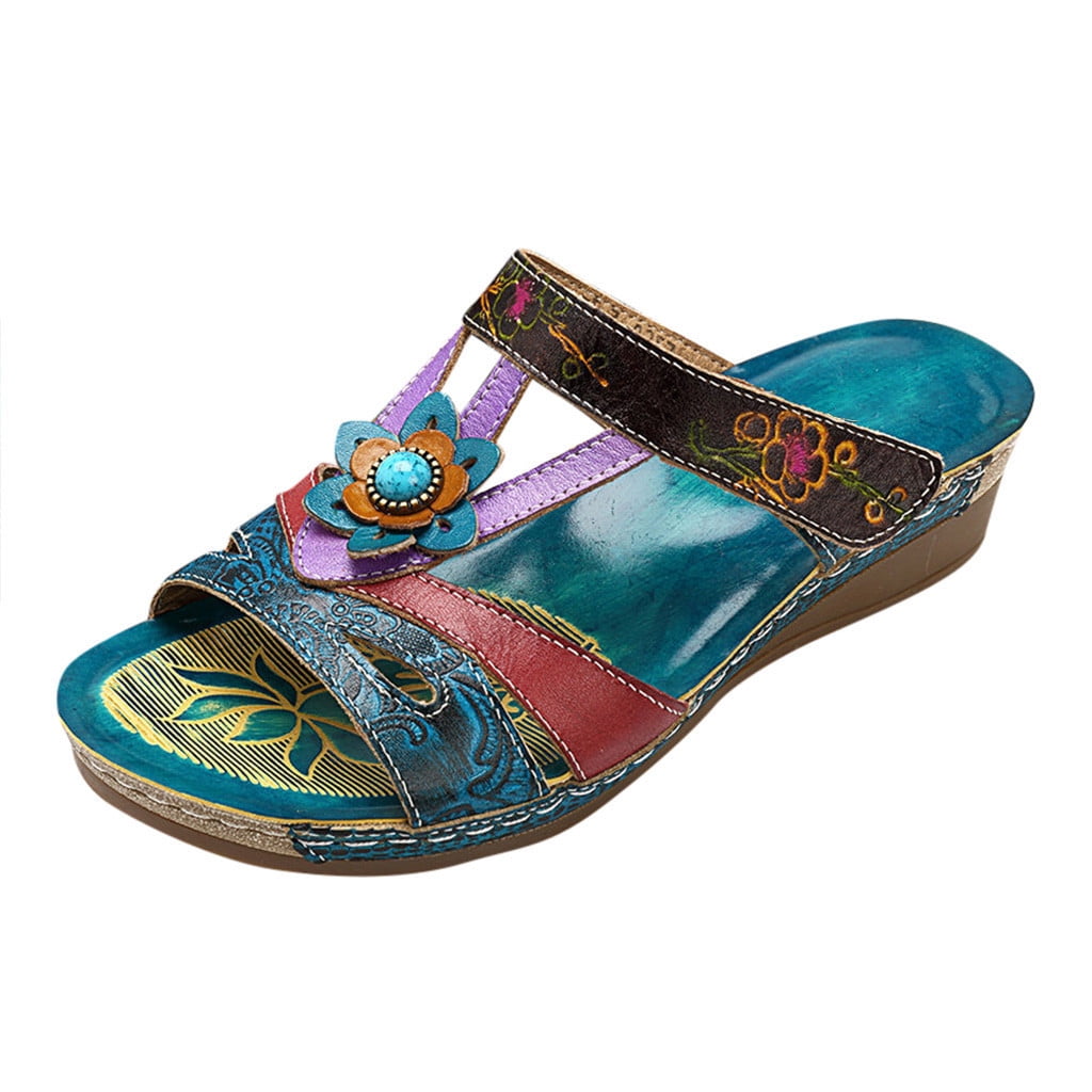 Floleo Women's Shoes Deals Summer Womens Flat Open Toe Bosnian Ethnic