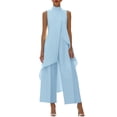 thumbnail image 1 of Floleo Women's Sleeveless Mock Neck Layered Tunic Top and Wide Leg Pants Set Elegant Flowy Asymmetrical Hem Solid Color Casual Outfit, 1 of 7