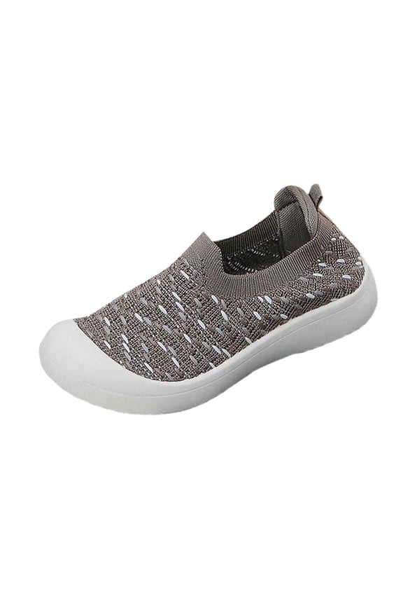 Women's Slip-On Hollow Woven Knit Walking Shoes, Round Toe Elastic Collar Breathable Footwear, Four Neutral Tone Light Non-Slip Daily Casual Sneakers(Coffee,5.5)