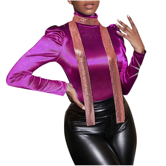 Floleo Women's Sparkly Sequin Skinny Scarf Necklace Long Glitter Choker Tie for Party Club Evening Dressy Occasions and Casual Fashion