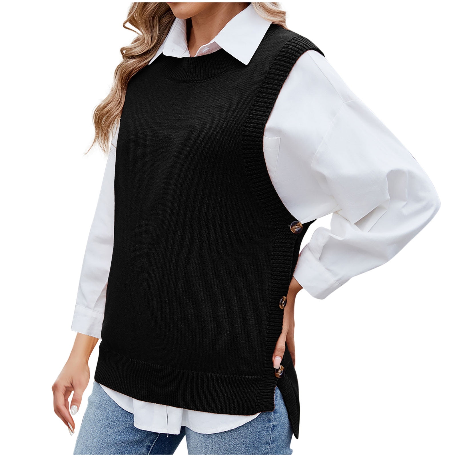 Women's Typography White & Black Round Neck Fuzzy Top